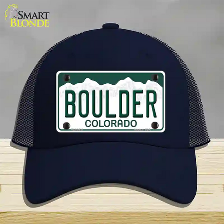 Boulder Colorado Novelty License Plate Hat Mesh / Navy