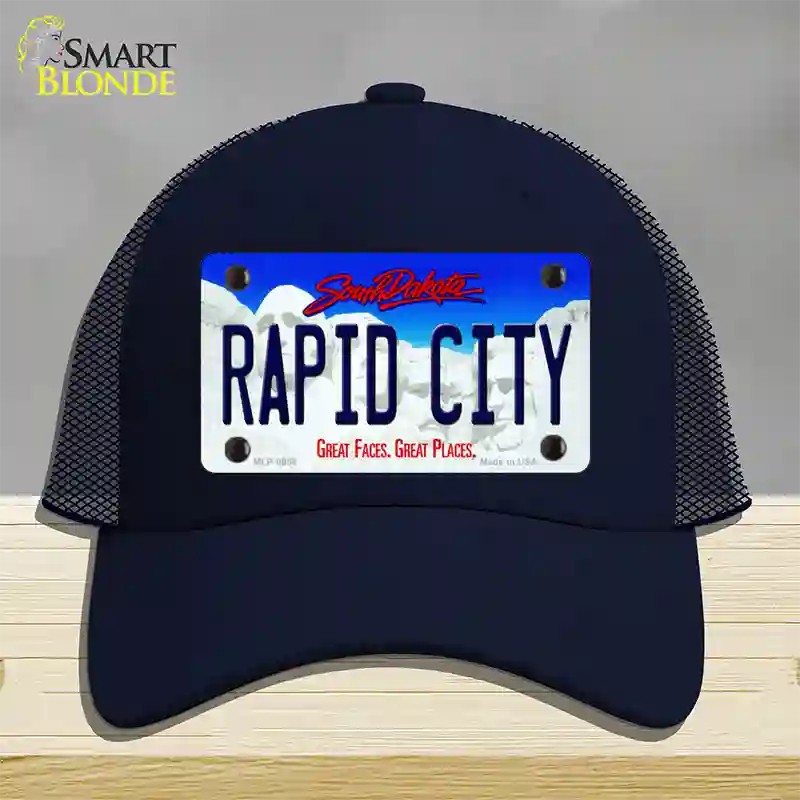 Rapid City South Dakota Novelty License Plate Hat Mesh / Navy