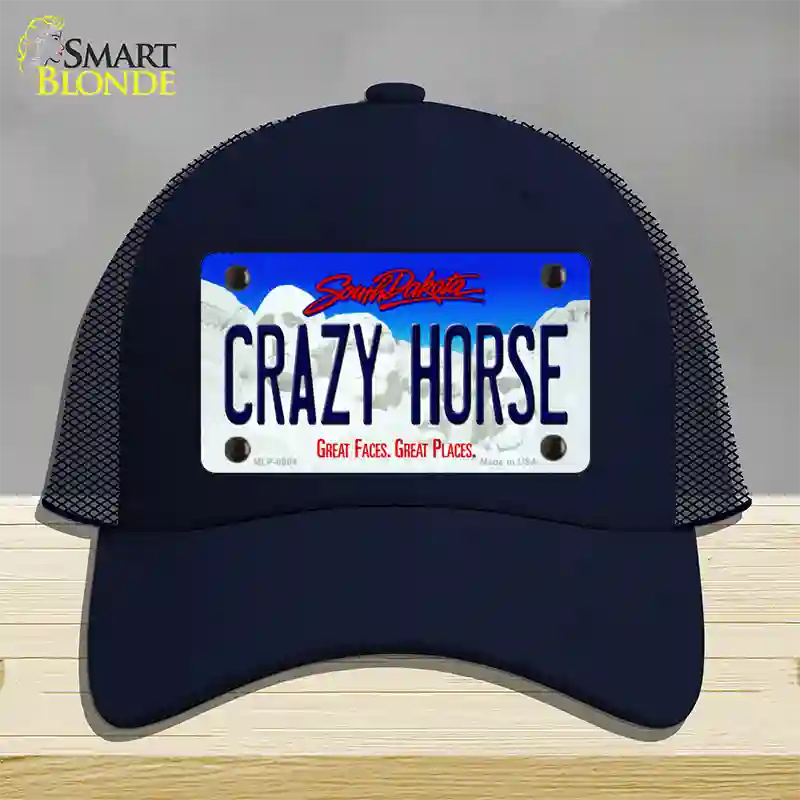 Crazy Horse South Dakota Novelty License Plate Hat Mesh / Navy