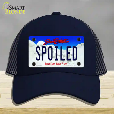 Spoiled South Dakota Novelty License Plate Hat Mesh / Navy