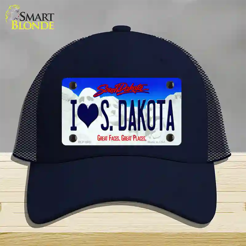 I Love South Dakota Novelty License Plate Hat Mesh / Navy