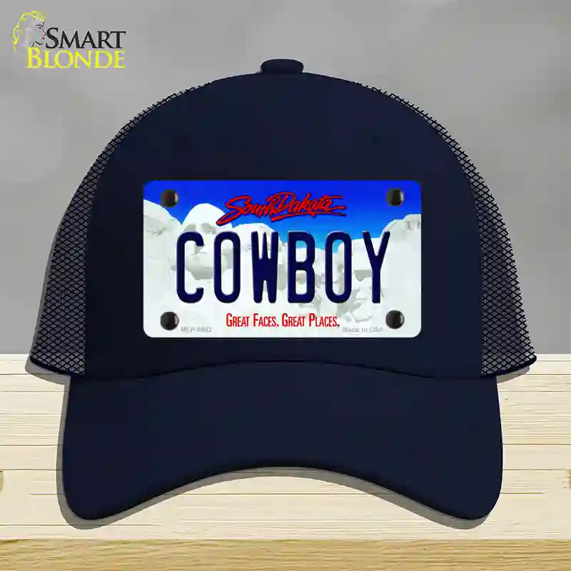 Cowboy South Dakota Novelty License Plate Hat Mesh / Navy