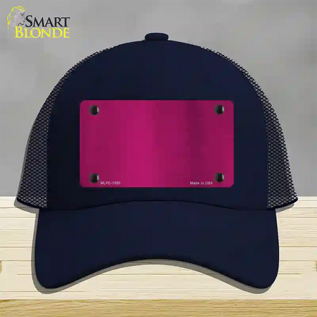 Pink Metallic Solid Novelty License Plate Hat Mesh / Navy