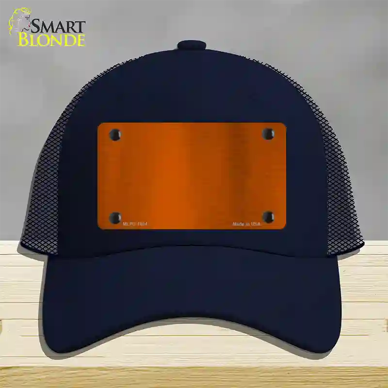 Orange Metallic Solid Novelty License Plate Hat Mesh / Navy