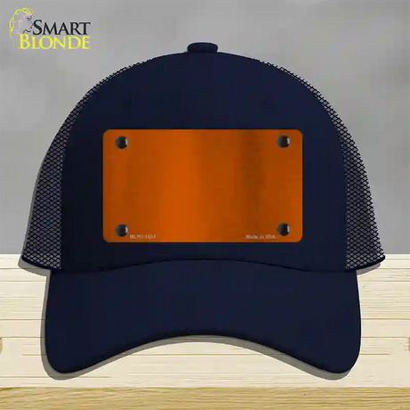 Orange Metallic Solid Novelty License Plate Hat Mesh / Navy