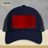 Red Metallic Solid Novelty License Plate Hat Mesh / Navy