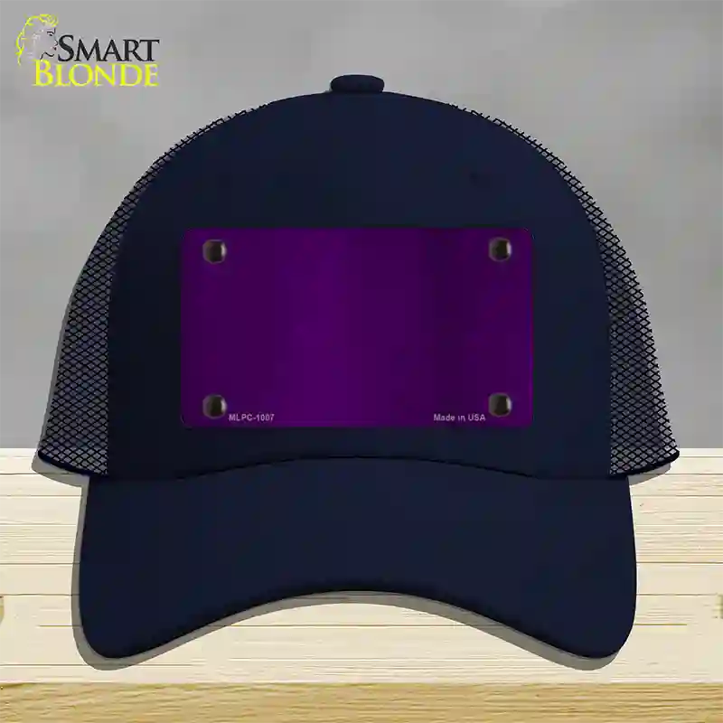 Purple Metallic Solid Novelty License Plate Hat Mesh / Navy