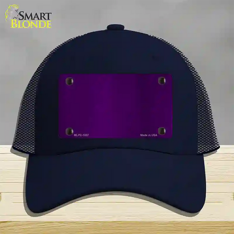 Purple Metallic Solid Novelty License Plate Hat Mesh / Navy