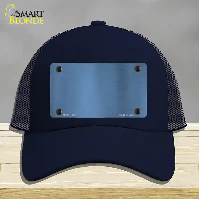 Light Blue Metallic Solid Novelty License Plate Hat Mesh / Navy