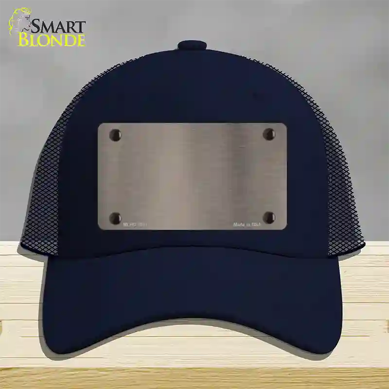 Tan Metallic Solid Novelty License Plate Hat Mesh / Navy