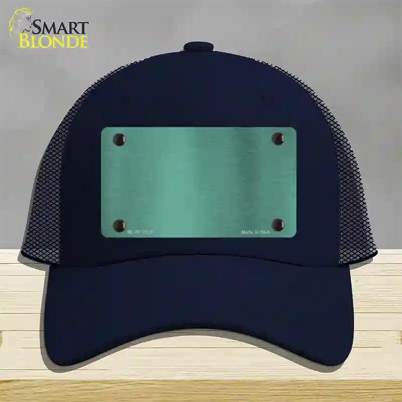 Teal Metallic Solid Novelty License Plate Hat Mesh / Navy