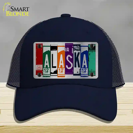 Alaska License Plate Art Novelty License Plate Hat Mesh / Navy