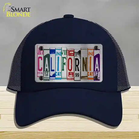 California License Plate Art Novelty License Plate Hat Mesh / Navy