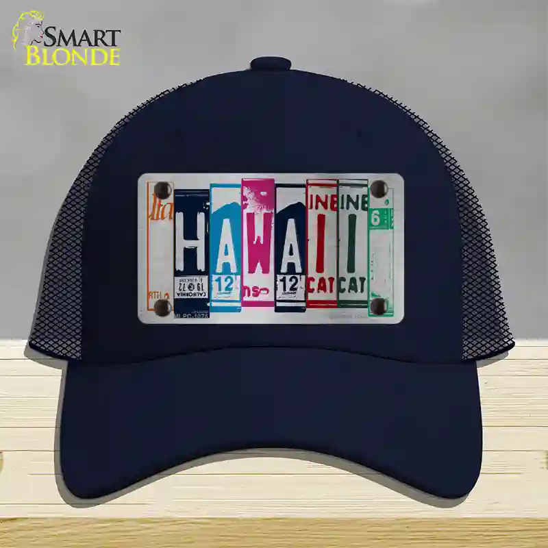 Hawaii License Plate Art Novelty License Plate Hat Mesh / Navy