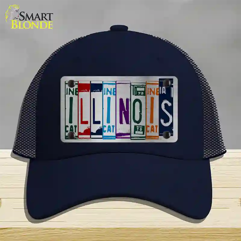 Illinois License Plate Art Novelty License Plate Hat Mesh / Navy