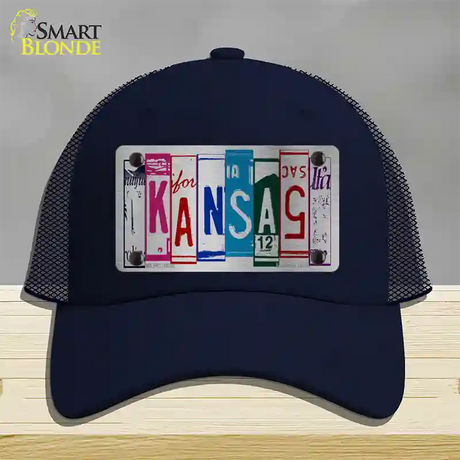 Kansas License Plate Art Novelty License Plate Hat Mesh / Navy