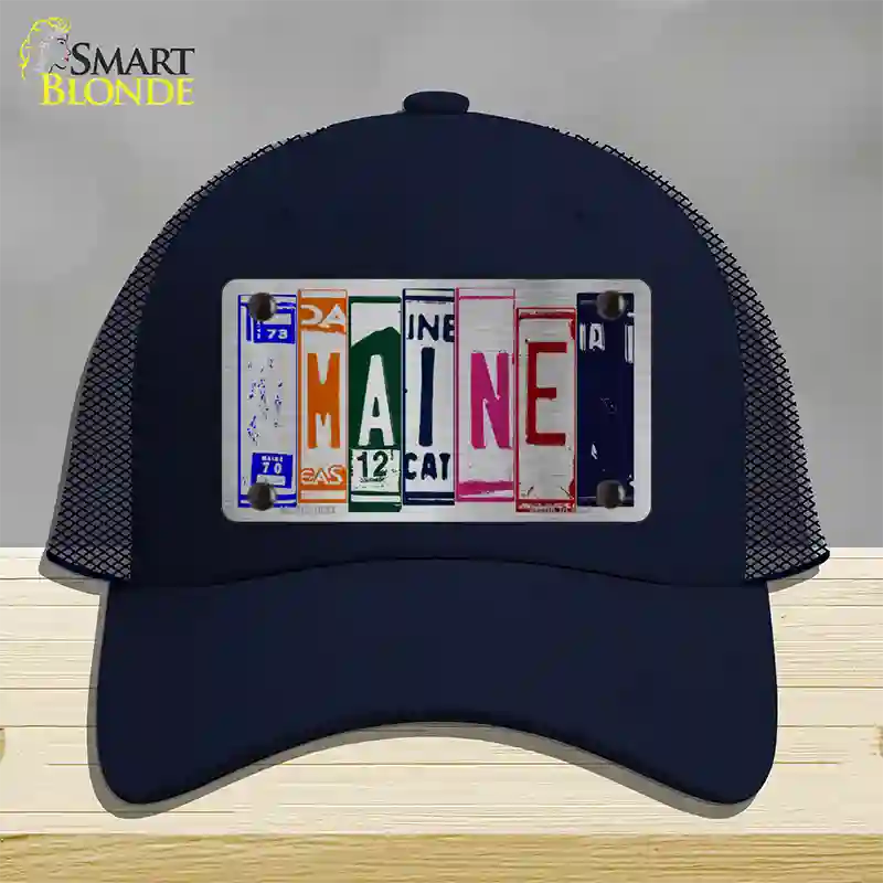 Maine License Plate Art Novelty License Plate Hat Mesh / Navy