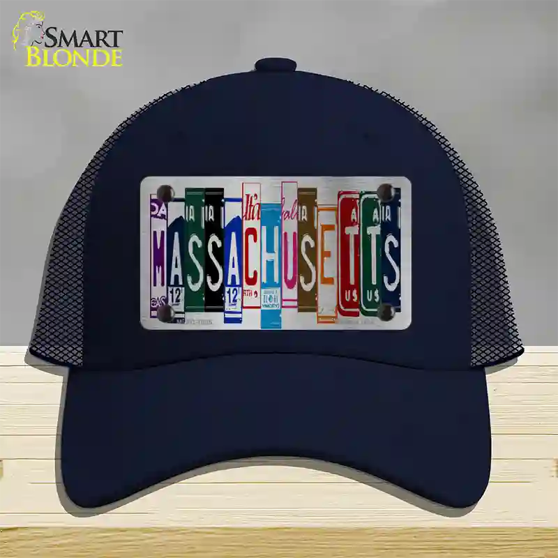 Massachusetts License Plate Art Novelty License Plate Hat Mesh / Navy