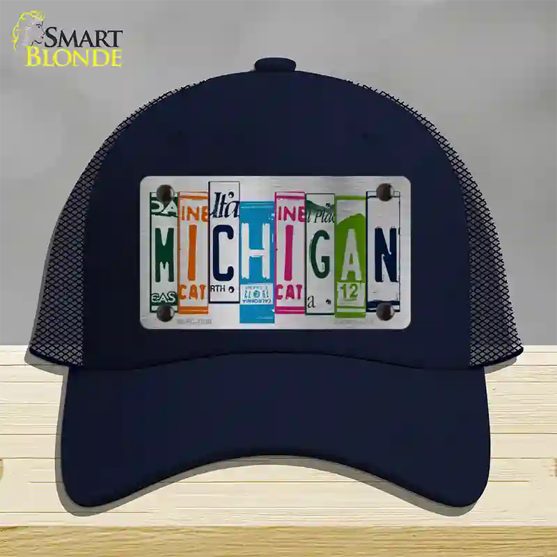 Michigan License Plate Art Novelty License Plate Hat Mesh / Navy