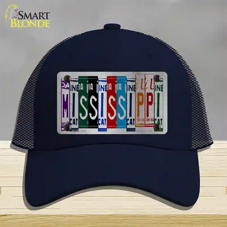 Mississippi License Plate Art Novelty License Plate Hat Mesh / Navy