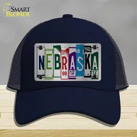 Nebraska License Plate Art Novelty License Plate Hat Mesh / Navy