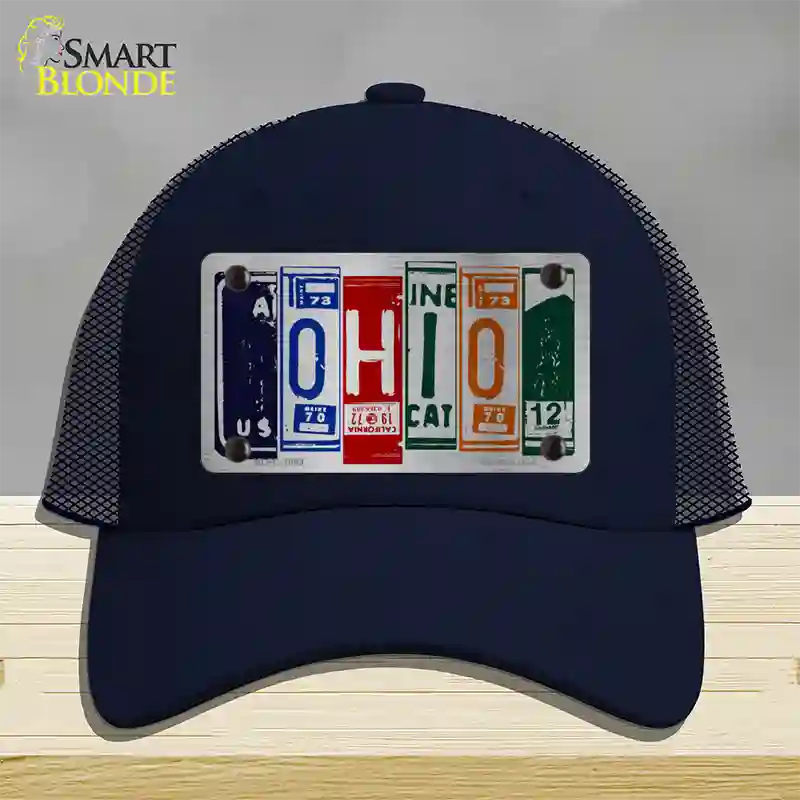 Ohio License Plate Art Novelty License Plate Hat Mesh / Navy