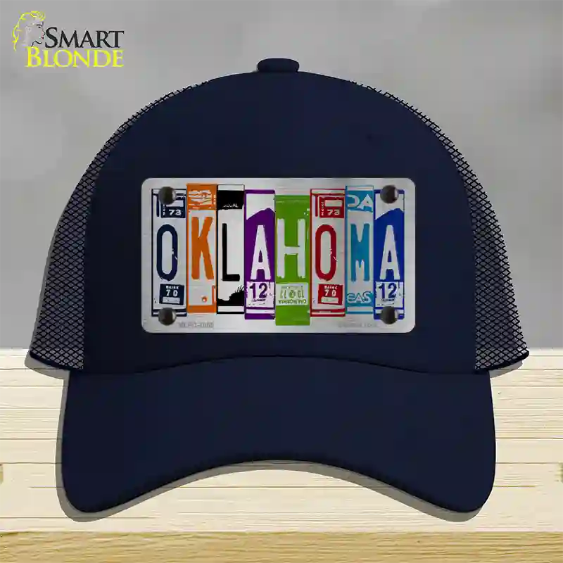 Oklahoma License Plate Art Novelty License Plate Hat Mesh / Navy