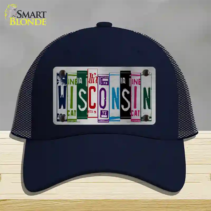 Wisconsin License Plate Art Novelty License Plate Hat Mesh / Navy