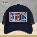 Wyoming License Plate Art Novelty License Plate Hat Mesh / Navy