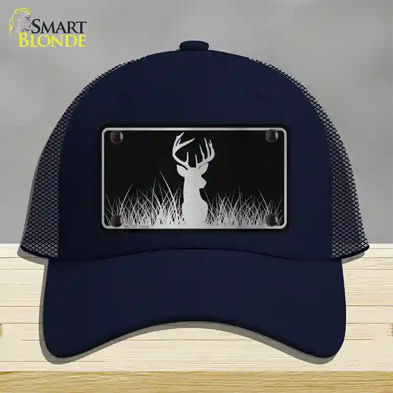 Deer Black Brushed Chrome Novelty License Plate Hat Mesh / Navy