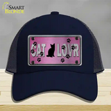 Cat Lover Pink Brushed Chrome Novelty License Plate Hat Tag Mesh / Navy