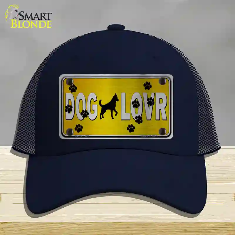 Dog Lover Yellow Brushed Chrome Novelty License Plate Hat Tag Mesh / Navy