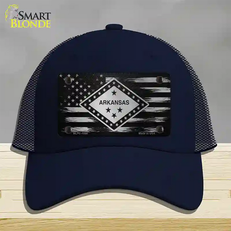 Arkansas Carbon Fiber Novelty License Plate Hat Mesh / Navy