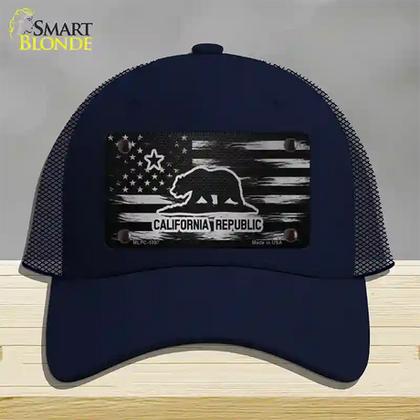 California Carbon Fiber Novelty License Plate Hat Mesh / Navy