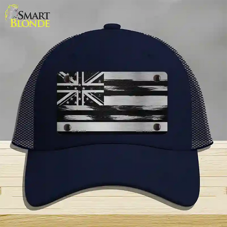 Hawaii Carbon Fiber Novelty License Plate Hat Mesh / Navy