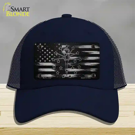 Indiana Carbon Fiber Novelty License Plate Hat Mesh / Navy