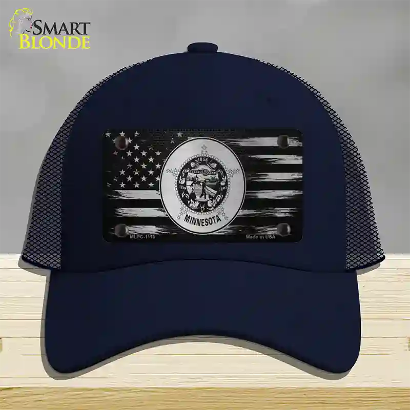 Minnesota Carbon Fiber Novelty License Plate Hat Mesh / Navy