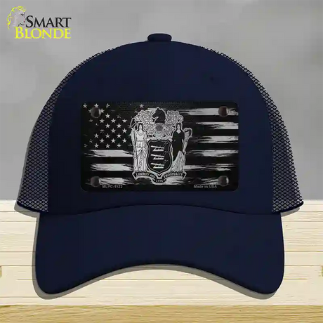 New Jersey Carbon Fiber Novelty License Plate Hat Mesh / Navy