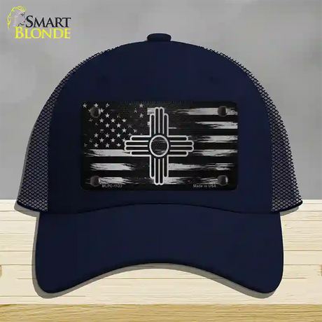 New Mexico Carbon Fiber Novelty License Plate Hat Mesh / Navy