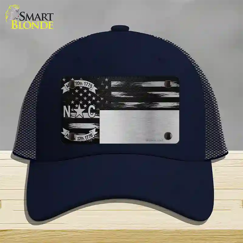 North Carolina Carbon Fiber Novelty License Plate Hat Mesh / Navy