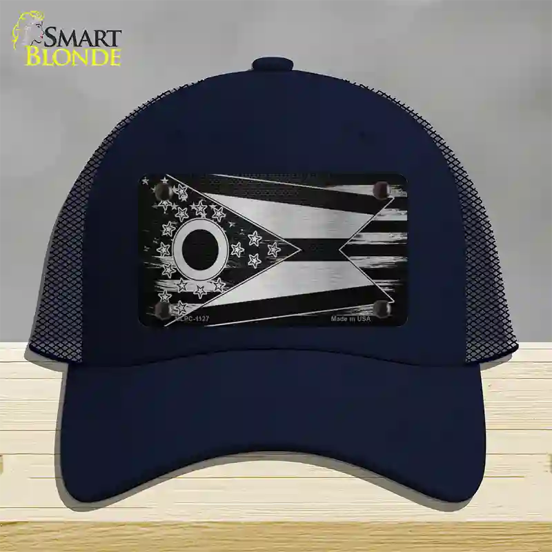 Ohio Carbon Fiber Novelty License Plate Hat Mesh / Navy