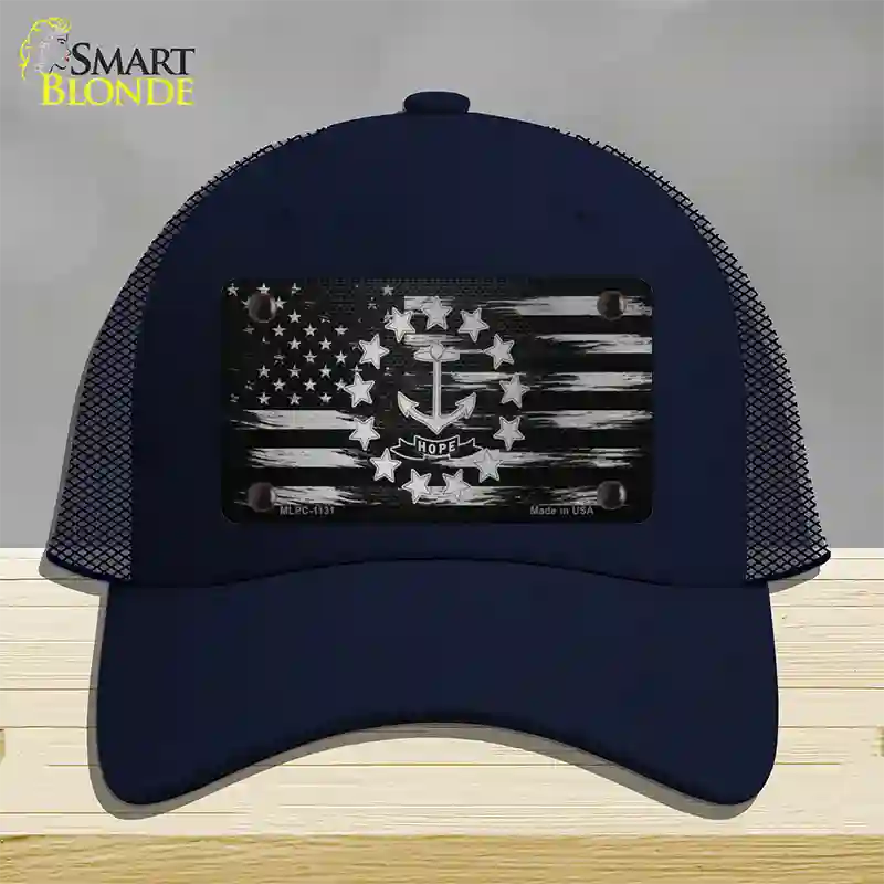 Rhode Island Carbon Fiber Novelty License Plate Hat Mesh / Navy