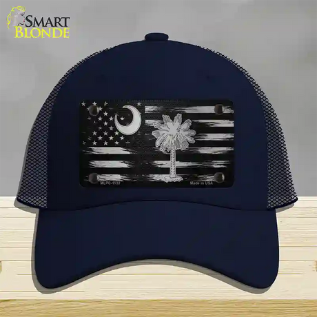 South Carolina Carbon Fiber Novelty License Plate Hat Mesh / Navy