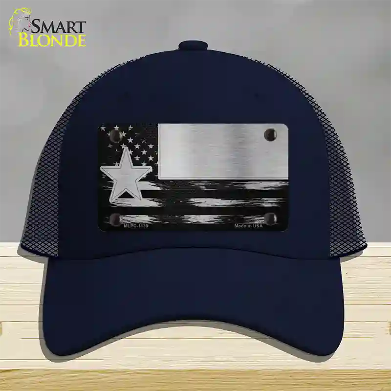 Texas Carbon Fiber Novelty License Plate Hat Mesh / Navy