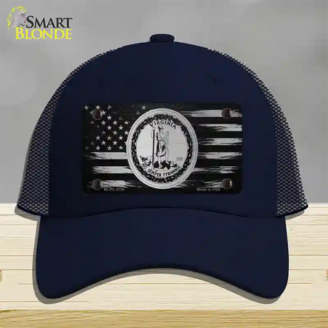 Virginia Carbon Fiber Novelty License Plate Hat Mesh / Navy