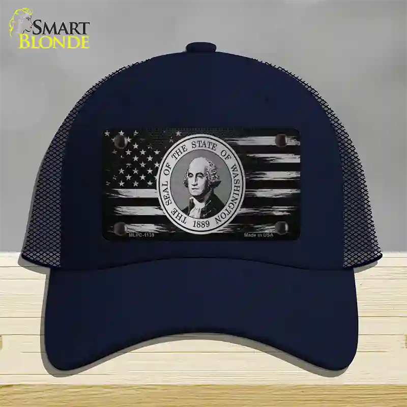 Washington Carbon Fiber Novelty License Plate Hat Mesh / Navy