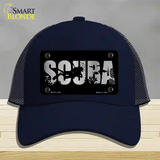 Scuba Brushed Chrome Novelty License Plate Hat Mesh / Navy