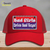 Bad Girls Drive Bad Toys Novelty License Plate Hat Mesh / Red