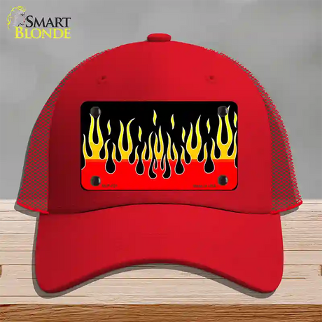 Flames Novelty License Plate Hat Mesh / Red