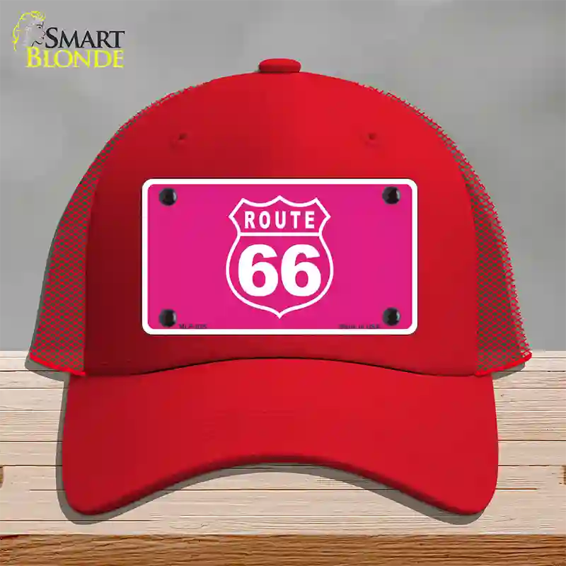 US Route 66 Pink Novelty License Plate Hat Mesh / Red